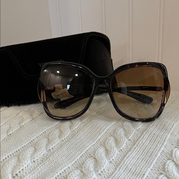 NWT Tom Ford Anouk Women's Gold trim Brown Frame Sunglasses - Picture 1 of 7